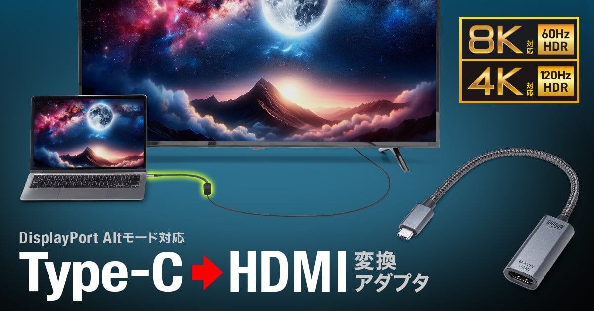 DisplayPort Altmode対応、Type-CポートをHDMIに変換して映像出力できるアダプタを発売