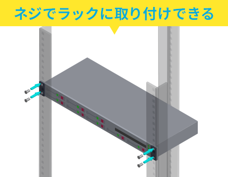 ネジでラックに取り付けできる