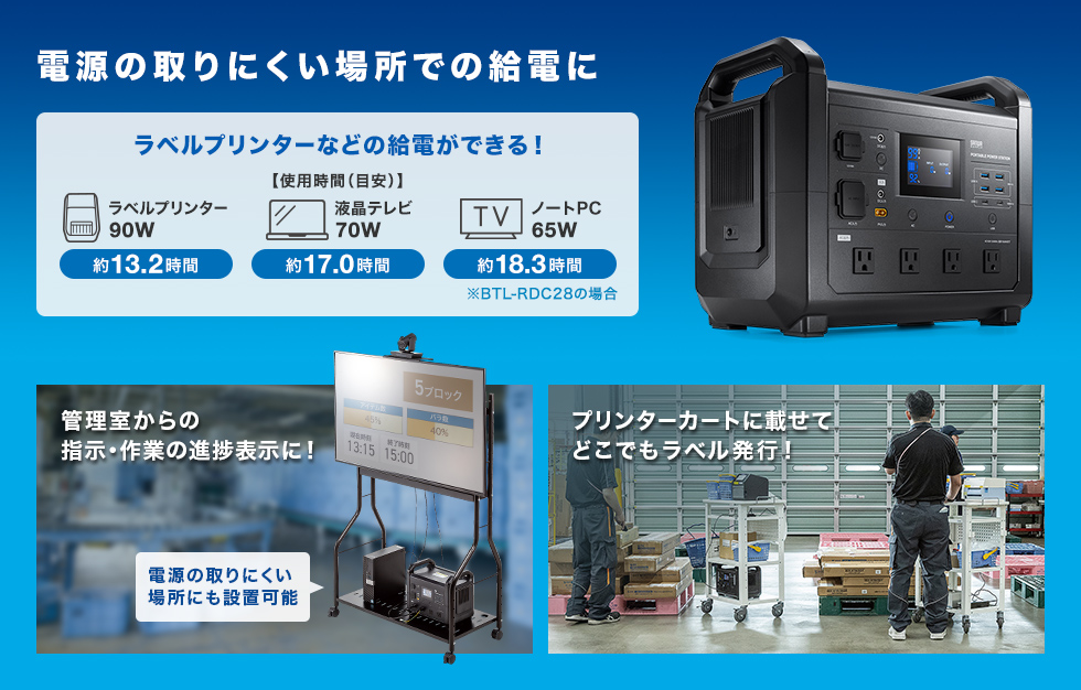 電源のとりにくい場所での給電に